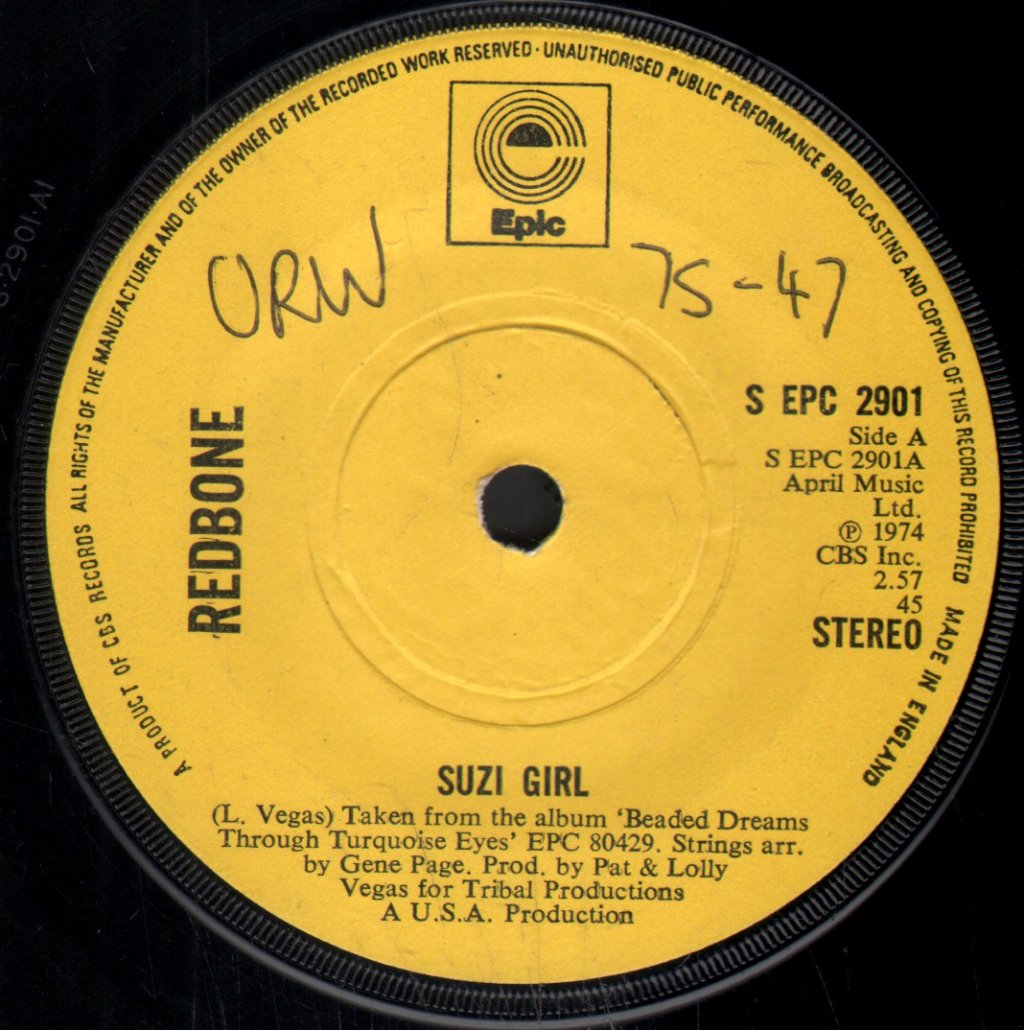 Redbone - Suzi Girl - 7 Inch