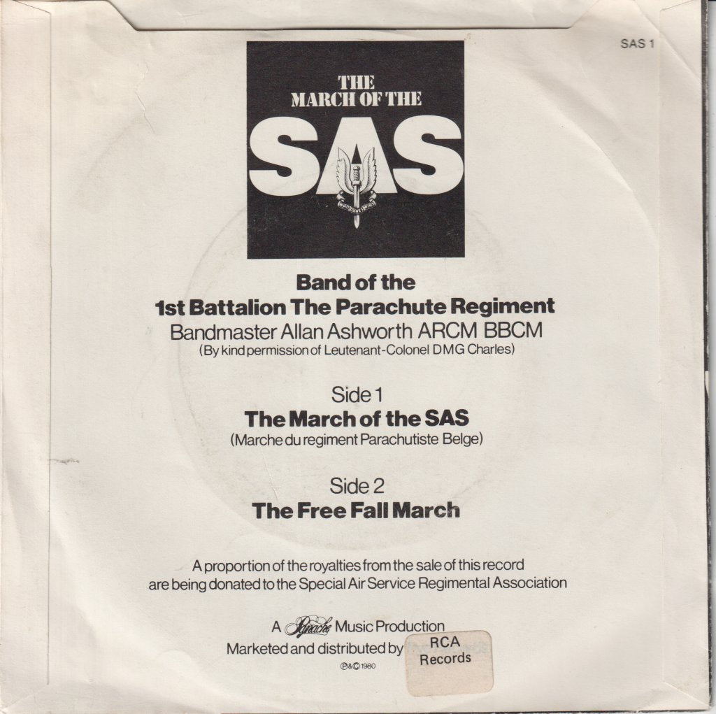 Band Of The First Batallion The Parachute Regiment - March Of The Sas - 7 Inch
