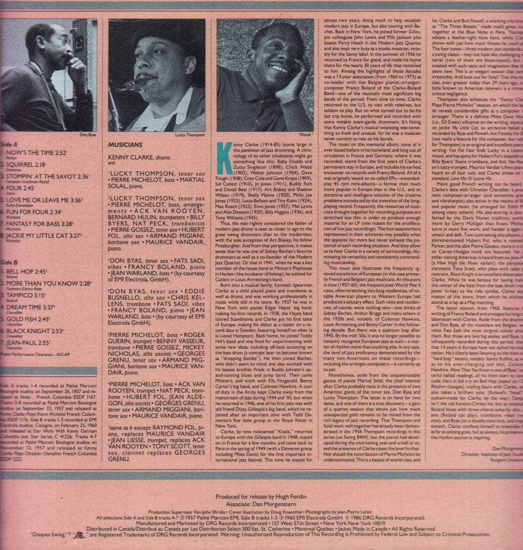 Kenny Clarke - Recorded In Paris & Cologne 1957 & 1960 - Lp