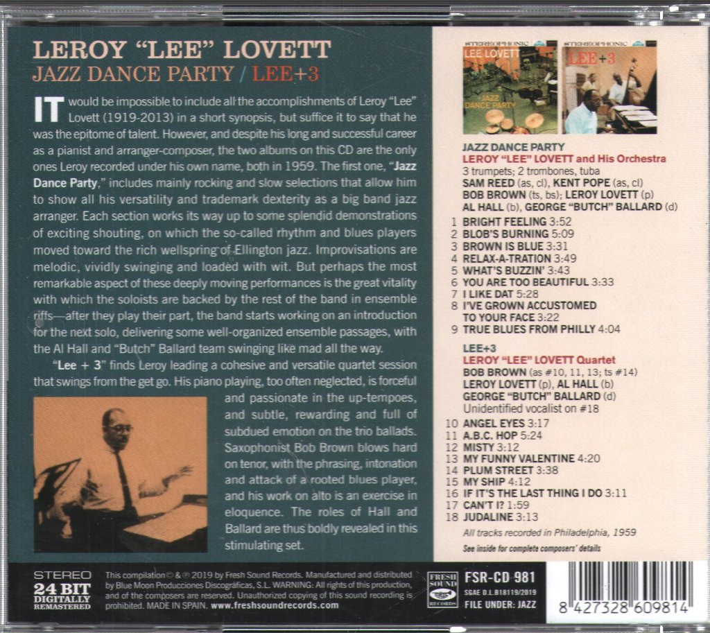 Leroy Lee Lovett - Jazz Dance Party / Lee + 3 - Cd