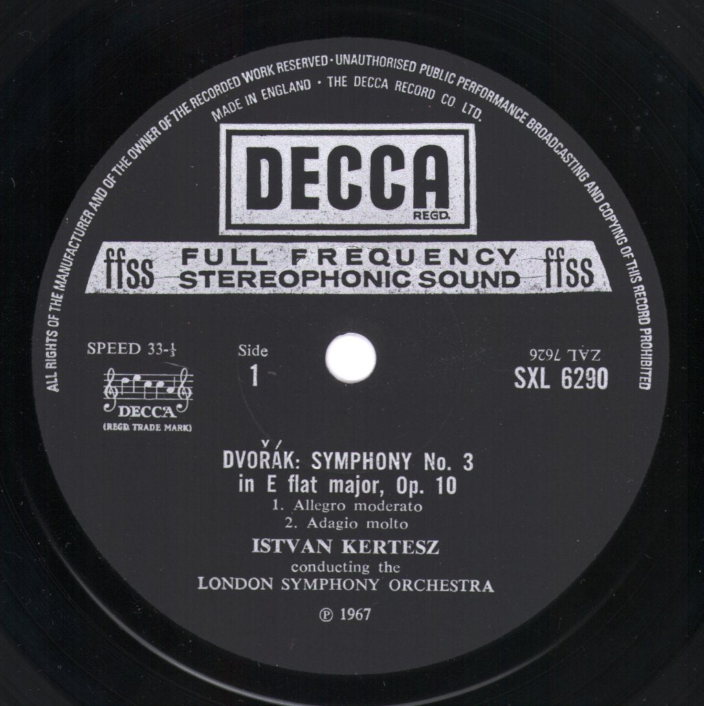 Istvan Kertesz / London Symphony Orchestra - Dvorak Symphony No.3 In E Flat Hussite Overture - Lp
