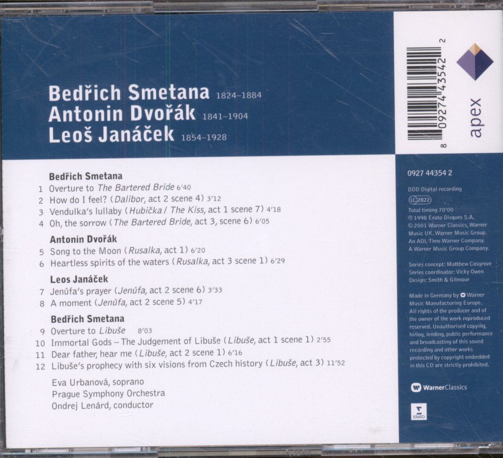 Eva Urbanova, Prague Symphony Orchestra - Dvořák, Janáček, Smetana - Opera Arias - Cd