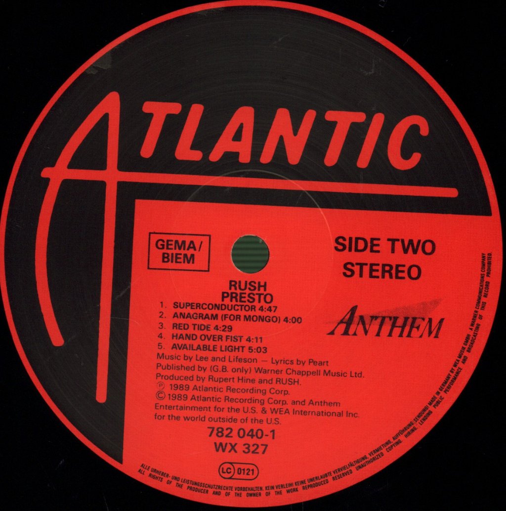 Rush - Presto - Lp