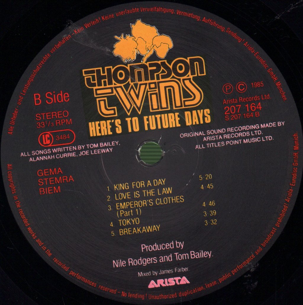 Thompson Twins - Here's To Future Days - Double Lp