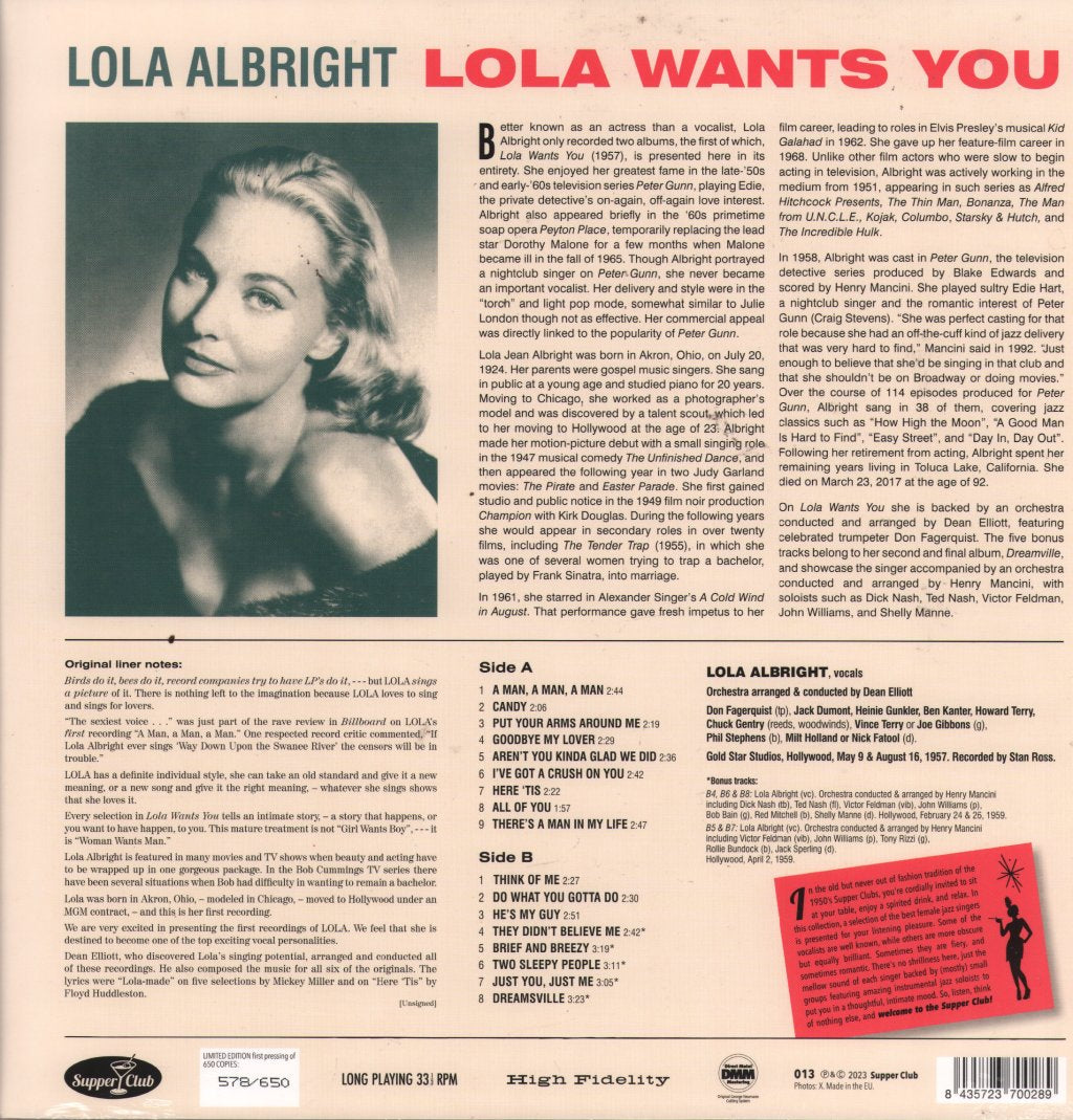 Lola Albright - Lola Wants You - Lp