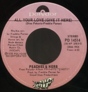 Peaches And Herb - All Your Love - 7 Inch