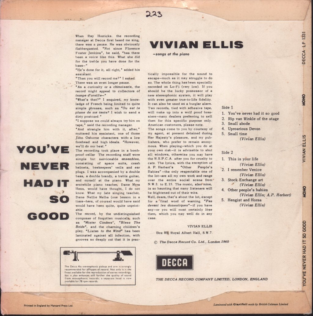 Vivian Ellis - You've Never Had It So Good - Lp
