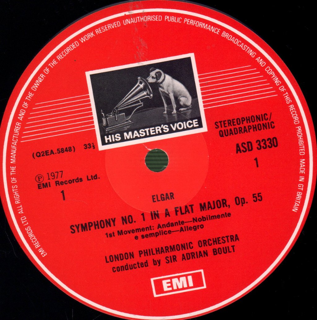 Sir Adrian Boult / London Philharmonic Orchestra - Elgar Symphony No.1 - Lp
