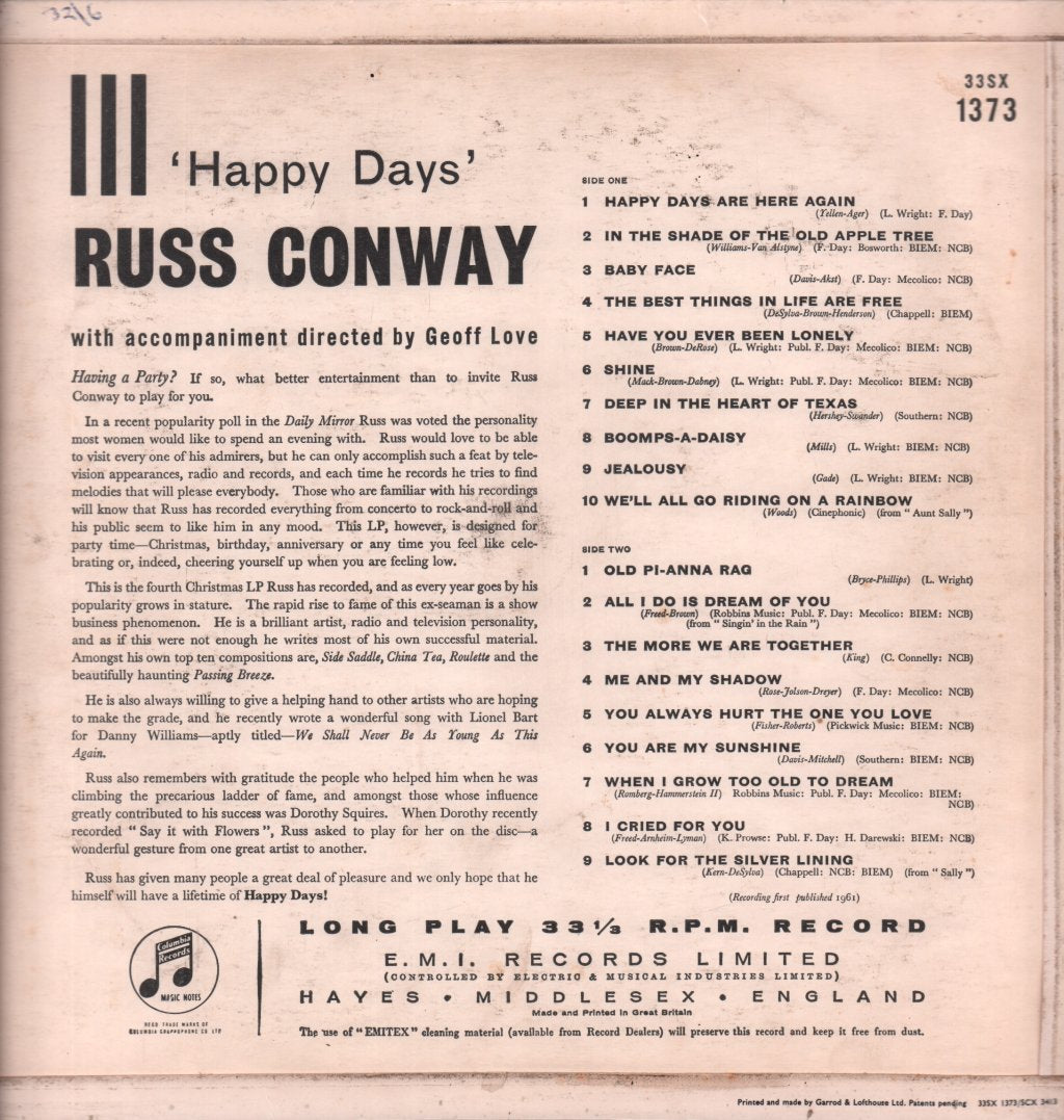 Russ Conway - Happy Days - Lp