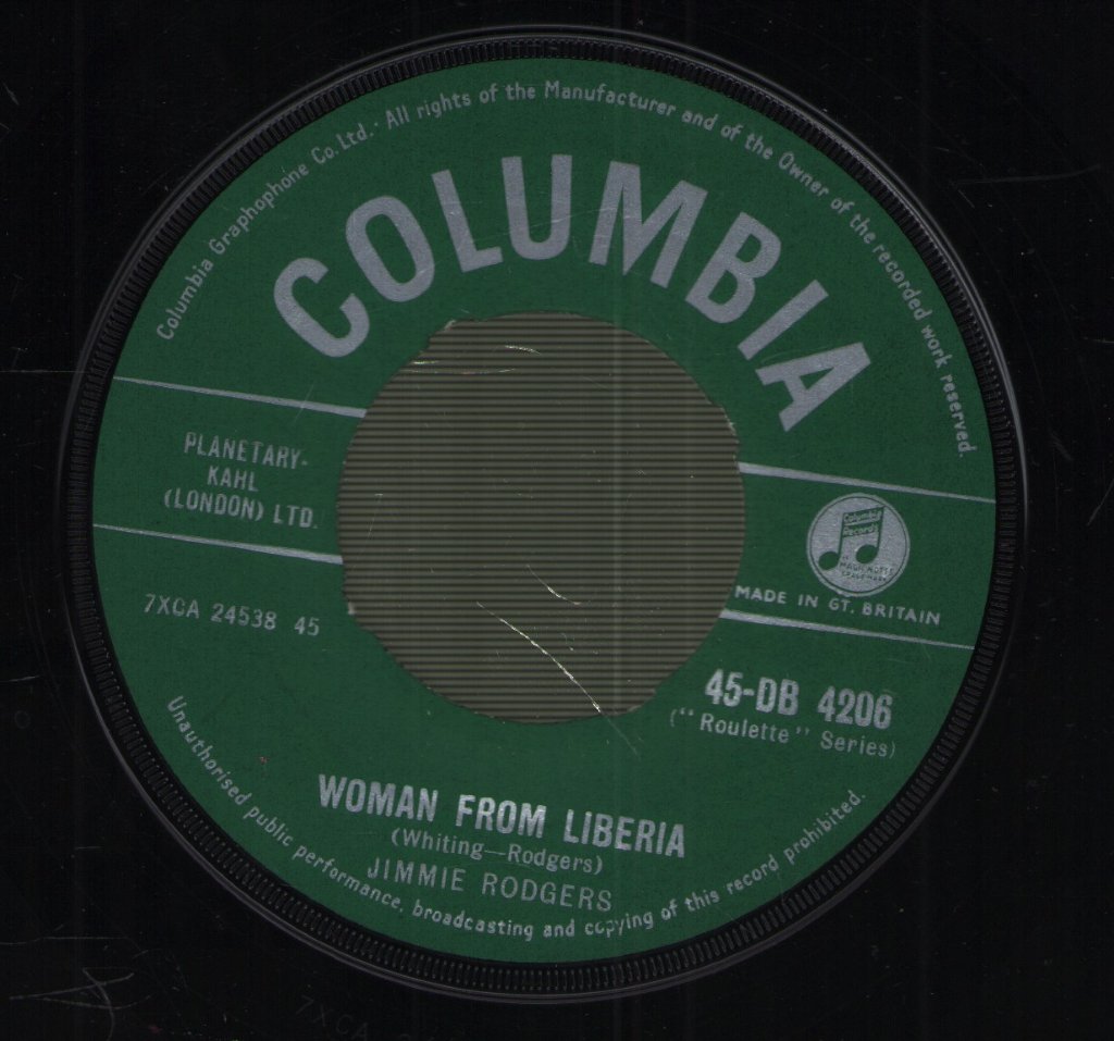 Jimmie Rodgers - Woman From Liberia - 7 Inch