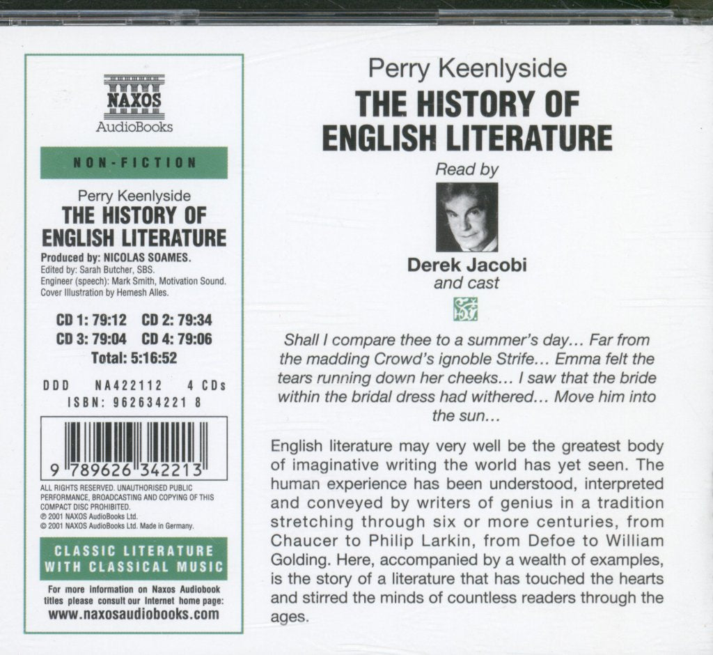 Derek Jacobi - Perry Keenlyside -History of English Literature - Cd Set