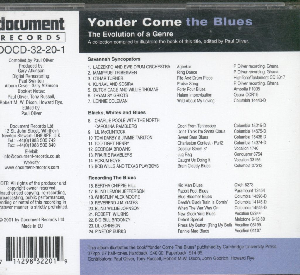 Various Artists - Yonder Come The Blues - Cd
