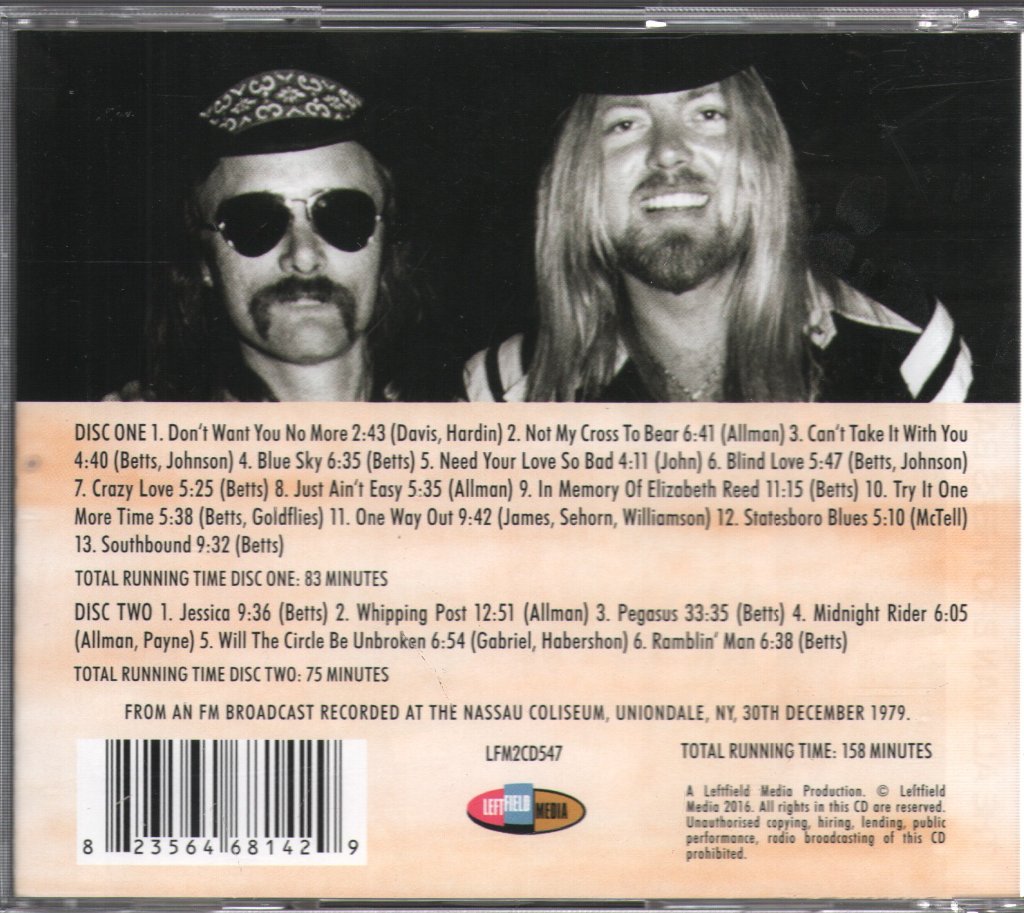 Allman Brothers Band - Almost The Eighties: Nassau Coliseum, NY, 30th December 1979 - Double Cd