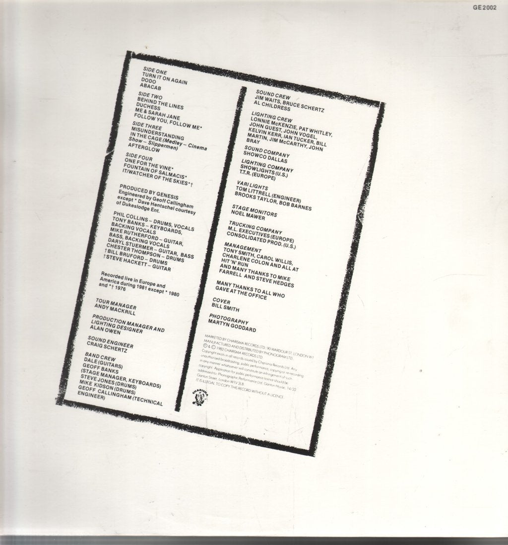 Genesis - Three Sides Live - Double Lp