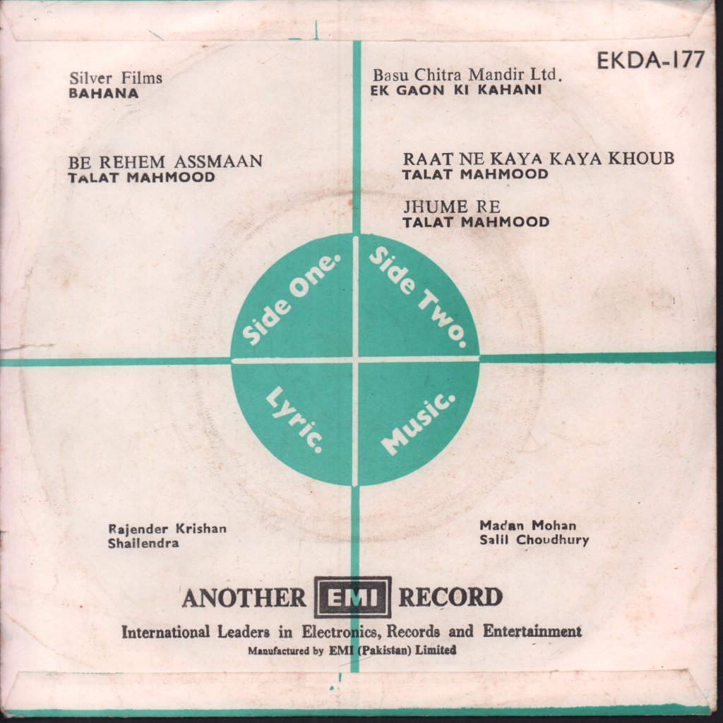 Talat Mahmood - Songs To Remember - 7 Inch