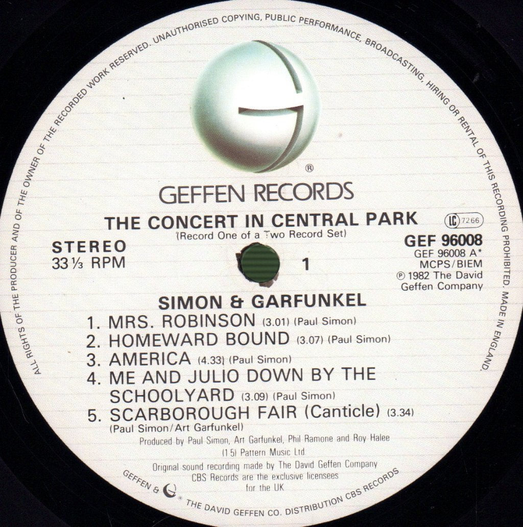 Simon And Garfunkel - Concert In Central Park - Double Lp