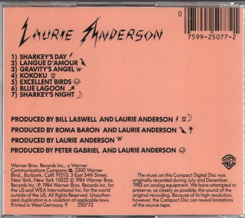 Laurie Anderson - Mister Heartbreak - Cd
