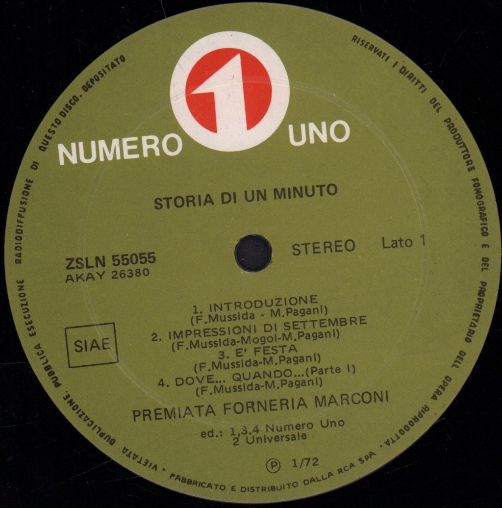 Premiata Forneria Marconi (p.f.m.) - Storia Di Un Minuto - Lp