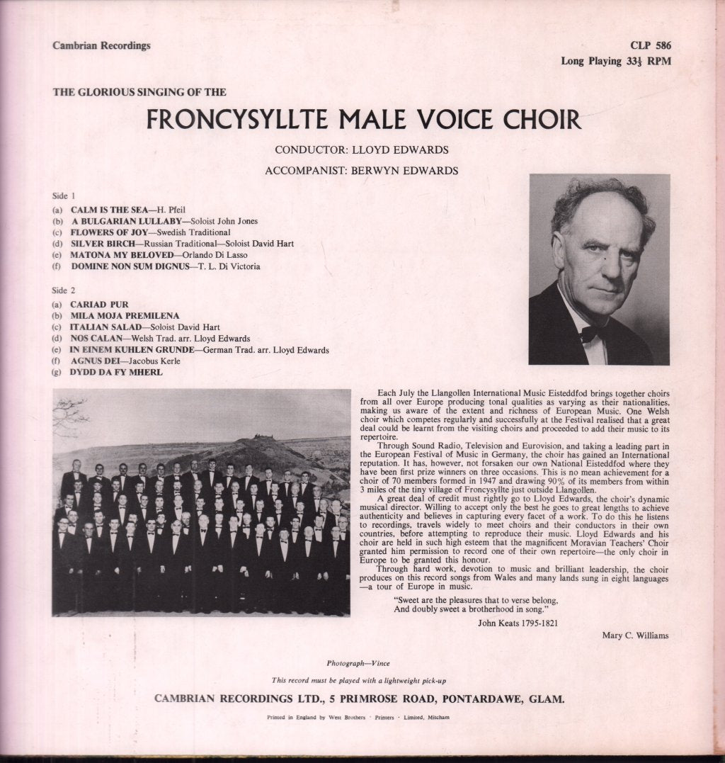 Froncysyllte Male Voice Choir - Froncysyllte Male Voice Choir - Lp