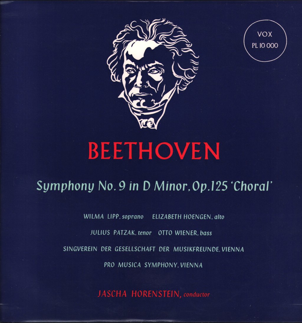 Jascha Horenstein / Pro Musica Symphony, Vienna / Wilma Lipp / Elizabeth Hoengen - Beethoven - Symphony No. 9 In D Minor, Op. 125 - Lp