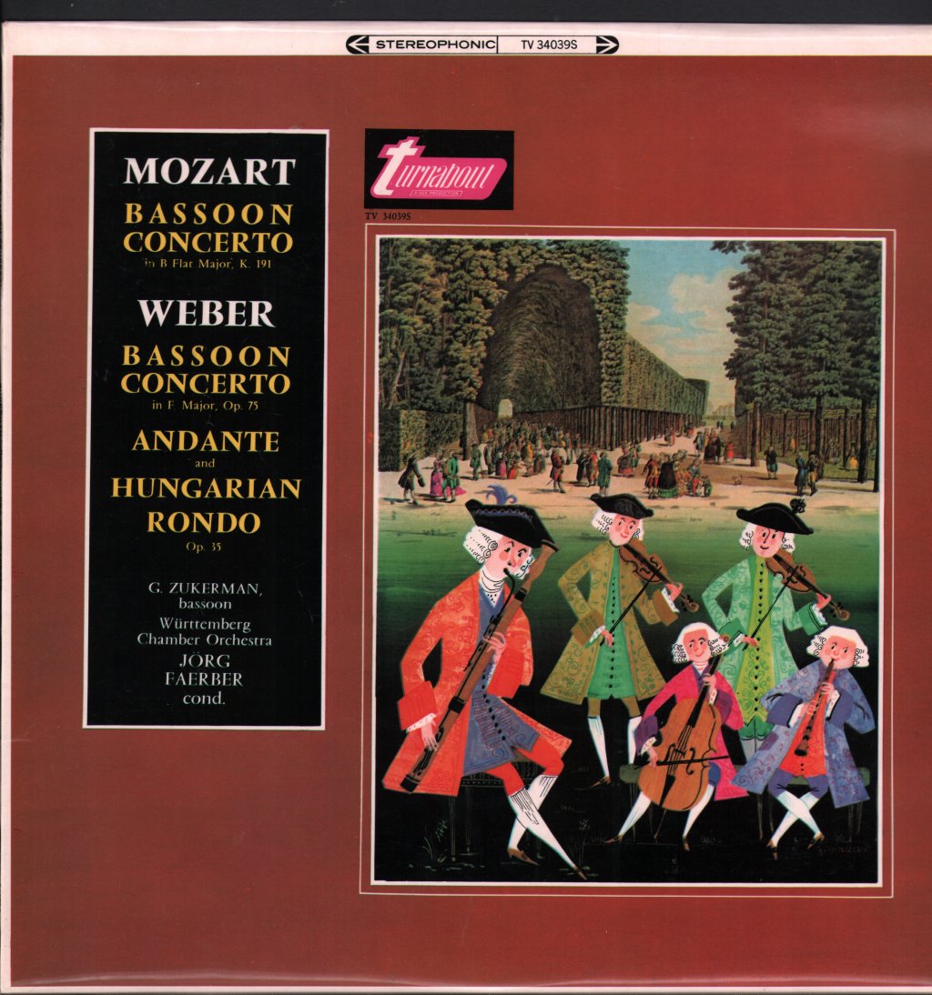 G. Zukerman / Jorg Faerber / Wurttemberg Chamber Orchestra - Mozart / Weber - Bassoon Concerti - Lp