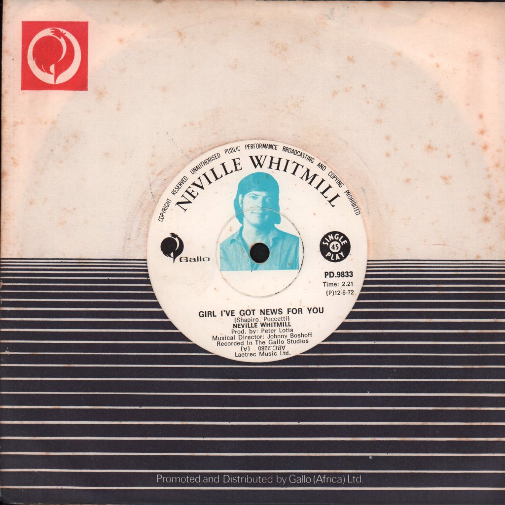 Neville Whitmill - Girl I've Got News For You / Where Did Our Love Go - 7 Inch