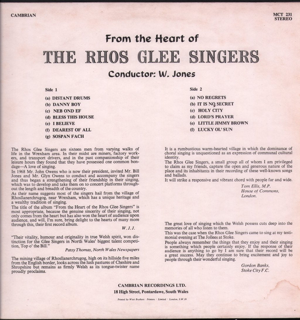 Rhos Glee Singers - From The Heart Of - Lp