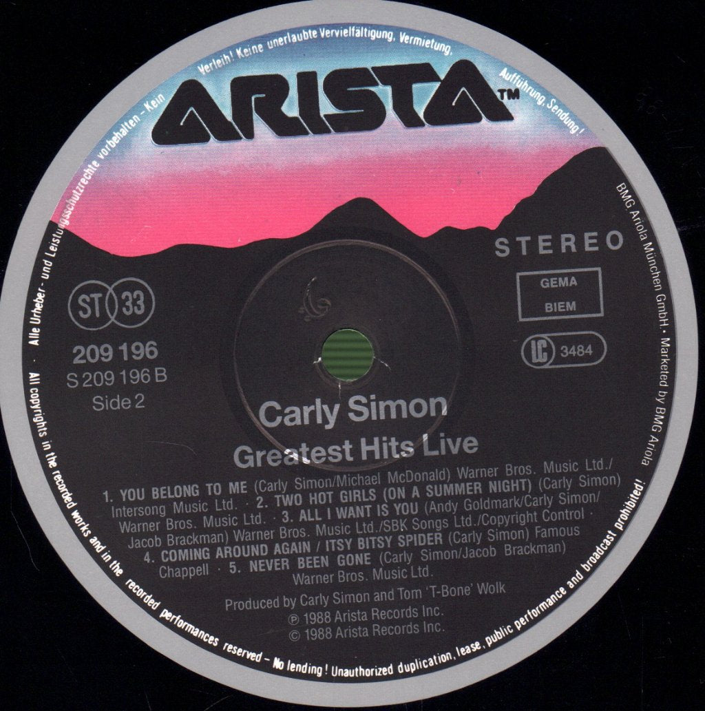 Carly Simon - Greatest Hits Live - Lp