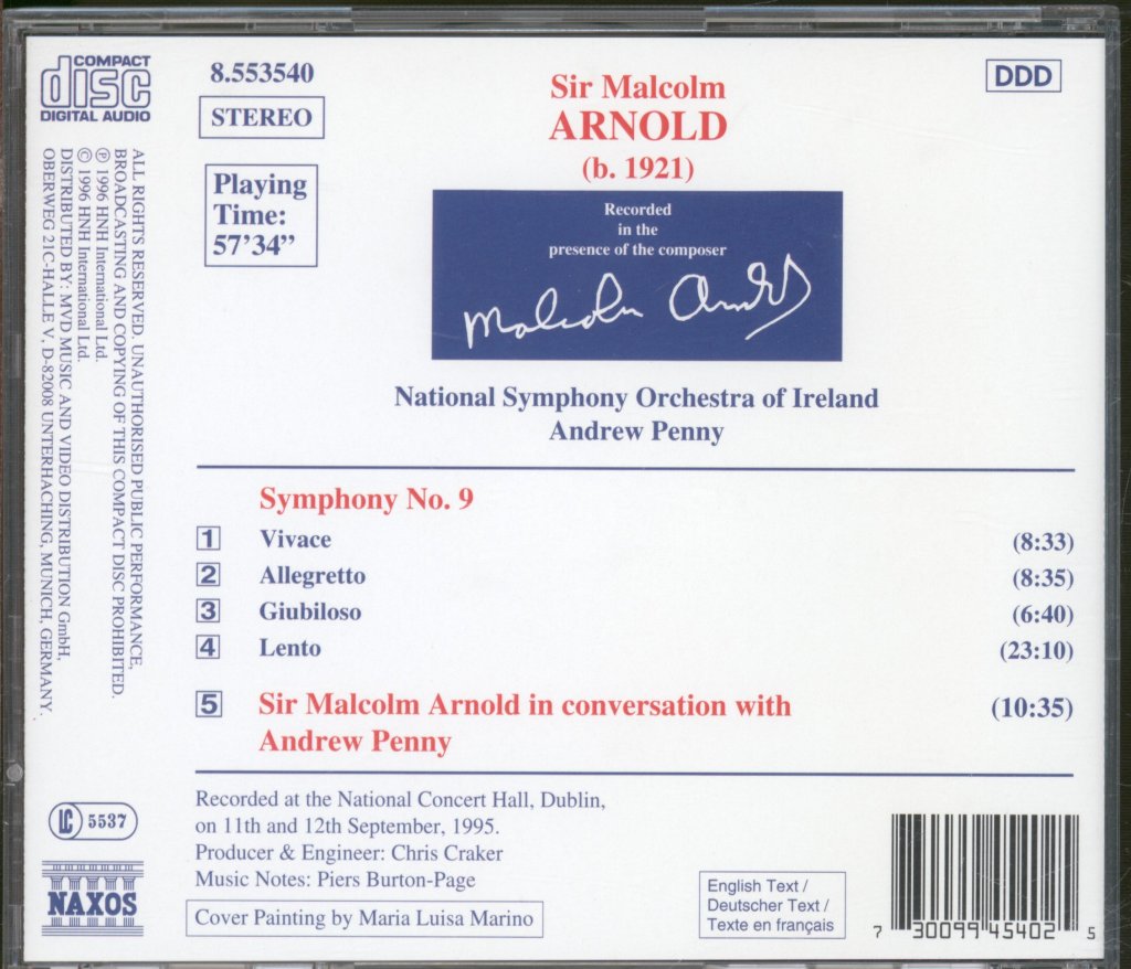 National Symphony Orchestra Of Ireland, Andrew Penny - Malcolm Arnold - Symphony No. 9 - Cd
