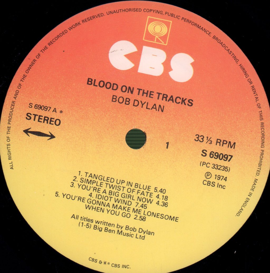 Bob Dylan - Blood On The Tracks - Lp