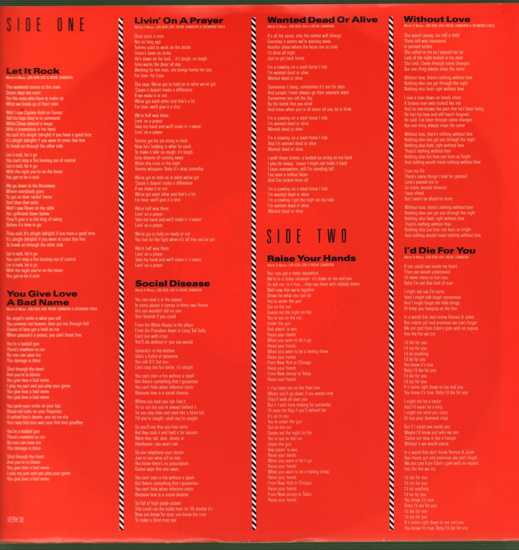 Bon Jovi - Slippery When Wet - Lp