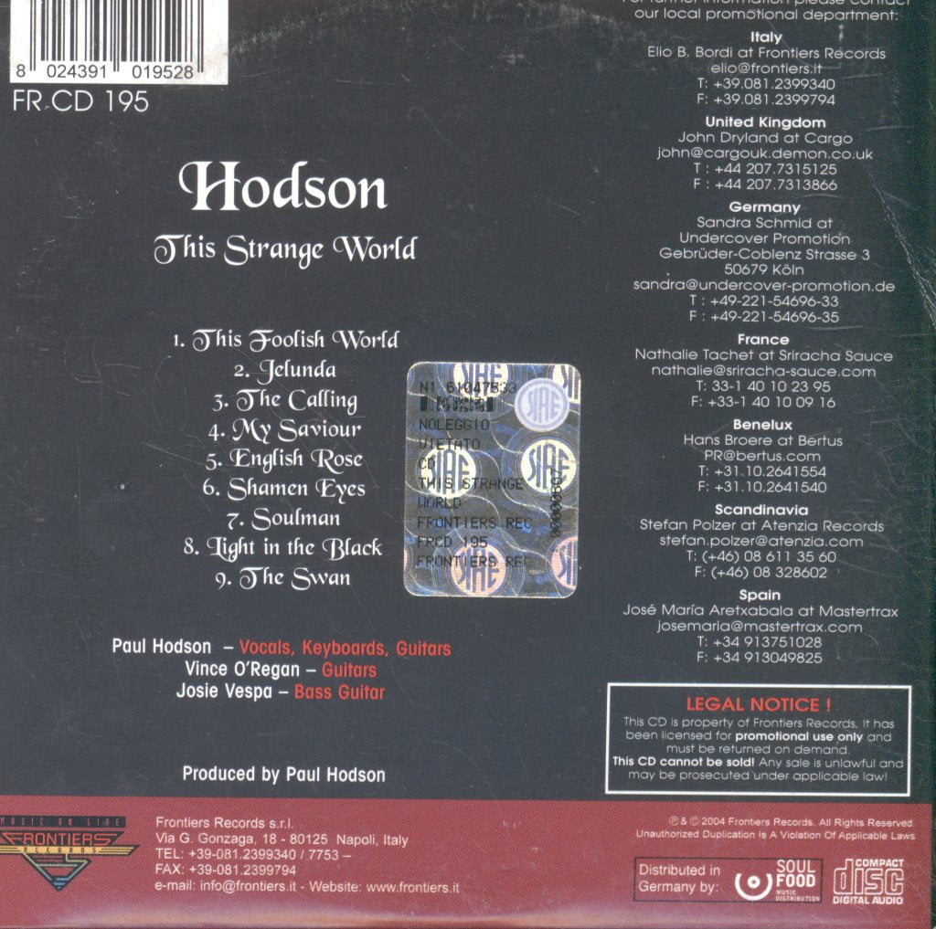 Hodson - This Strange World - Cd