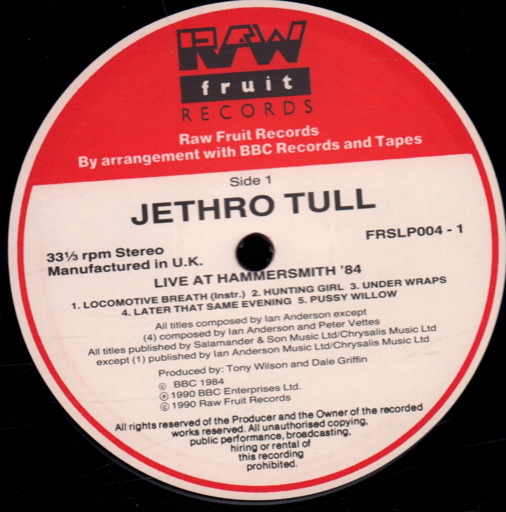 Jethro Tull - Live At Hammersmith 84 - Lp