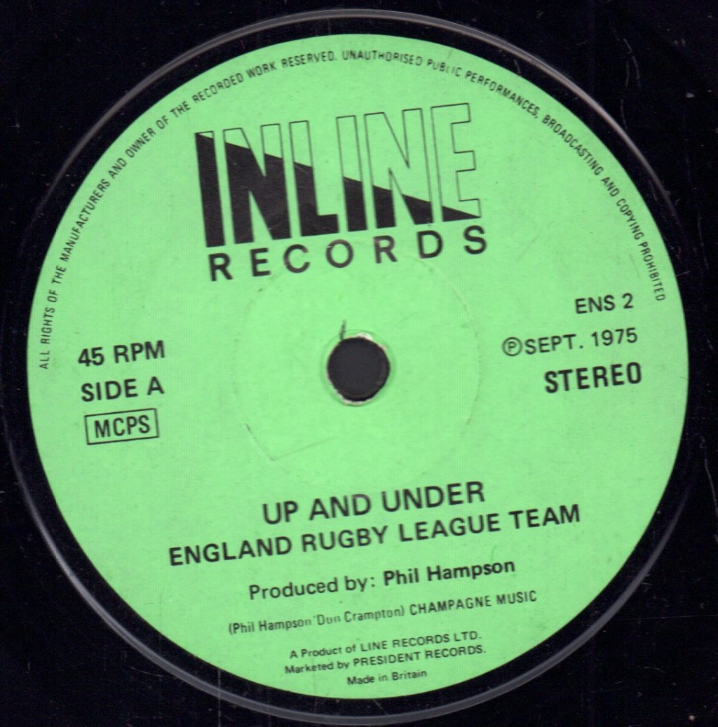 England Rugby League Team - Up And Under - 7 Inch