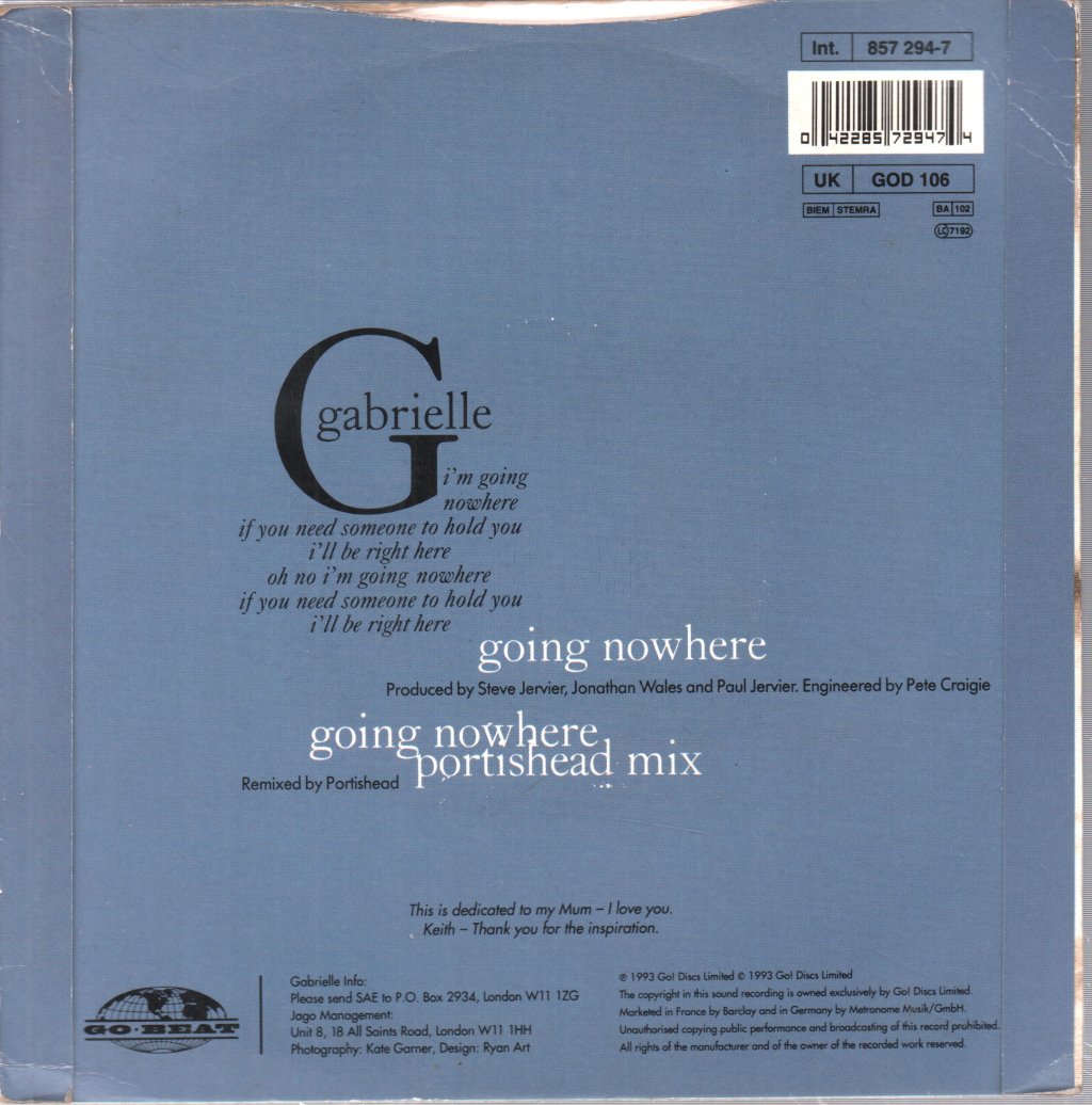 Gabrielle - Going Nowhere - 7 Inch