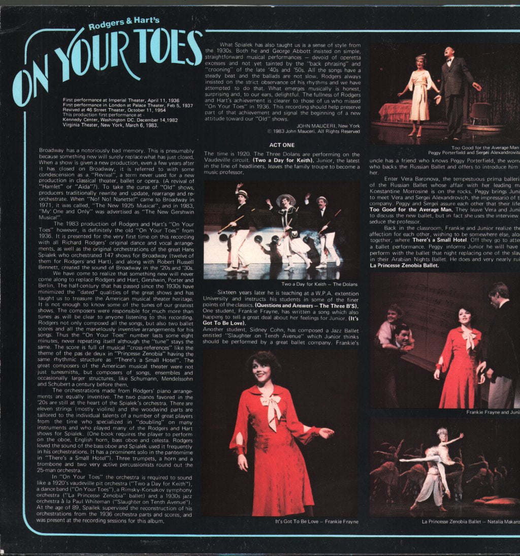 On Your Toes - Original 1983 Broadway Cast - Lp