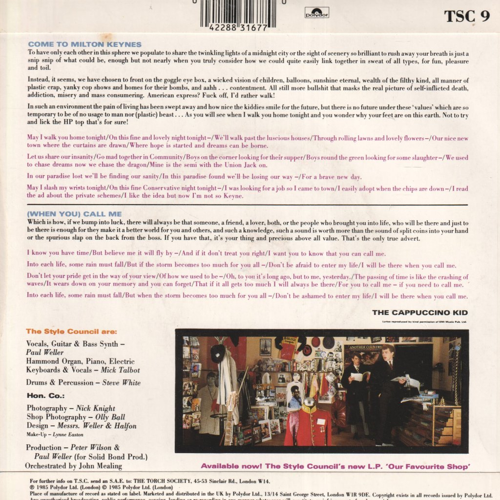 Style Council - Come To Milton Keynes - 7 Inch
