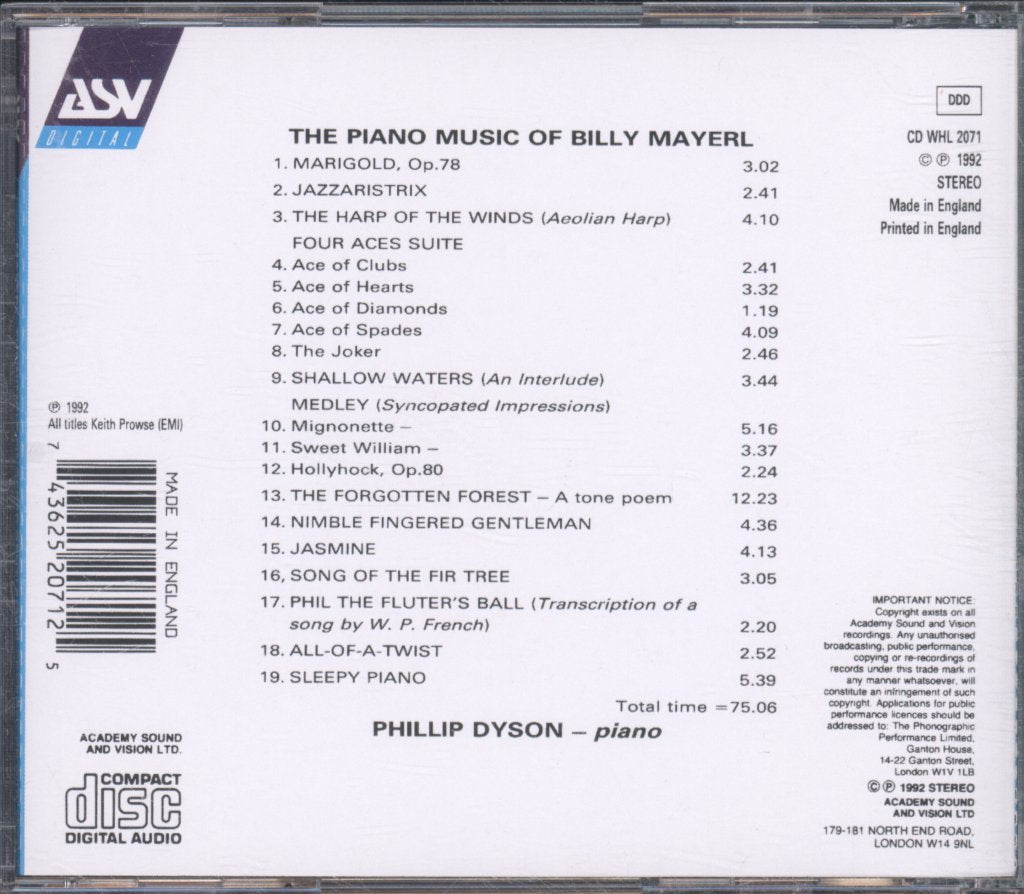 Phillip Dyson - Piano Music of Billy Mayerl - Cd