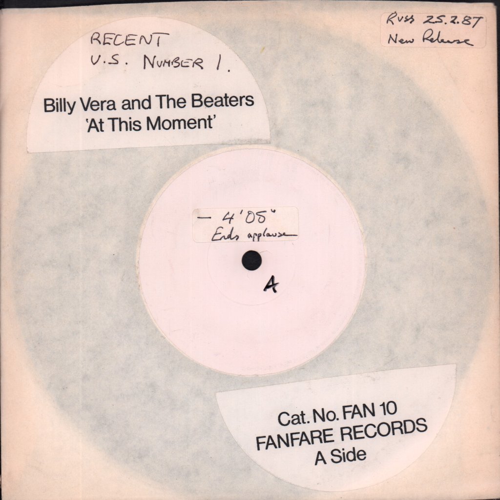 Billy Vera And The Beaters - At This Moment - 7 Inch