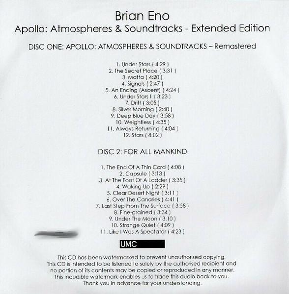 brian eno with daniel lanois and roger eno - Apollo: Atmospheres & Soundtracks (Extended Edition) - Cdr