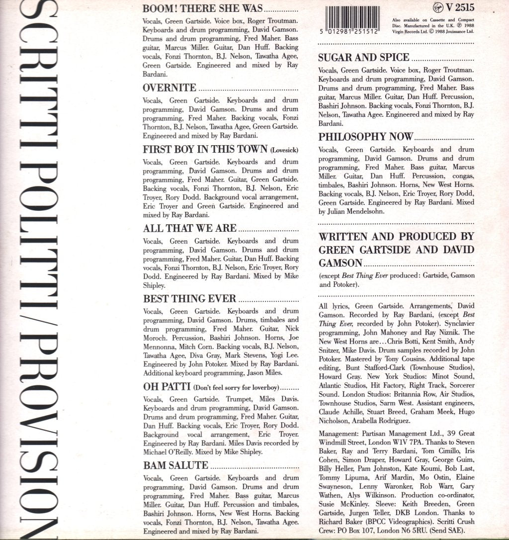 Scritti Politti - Provision - Lp