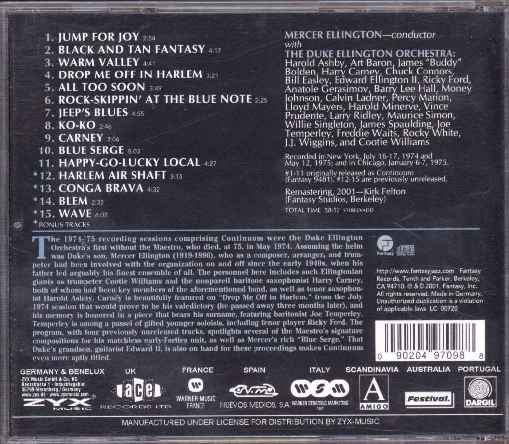 Duke Ellington Orchestra - Continuum - Cd