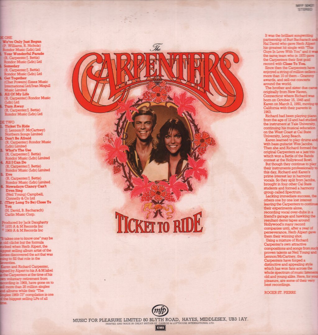 Carpenters - Ticket To Ride - Lp