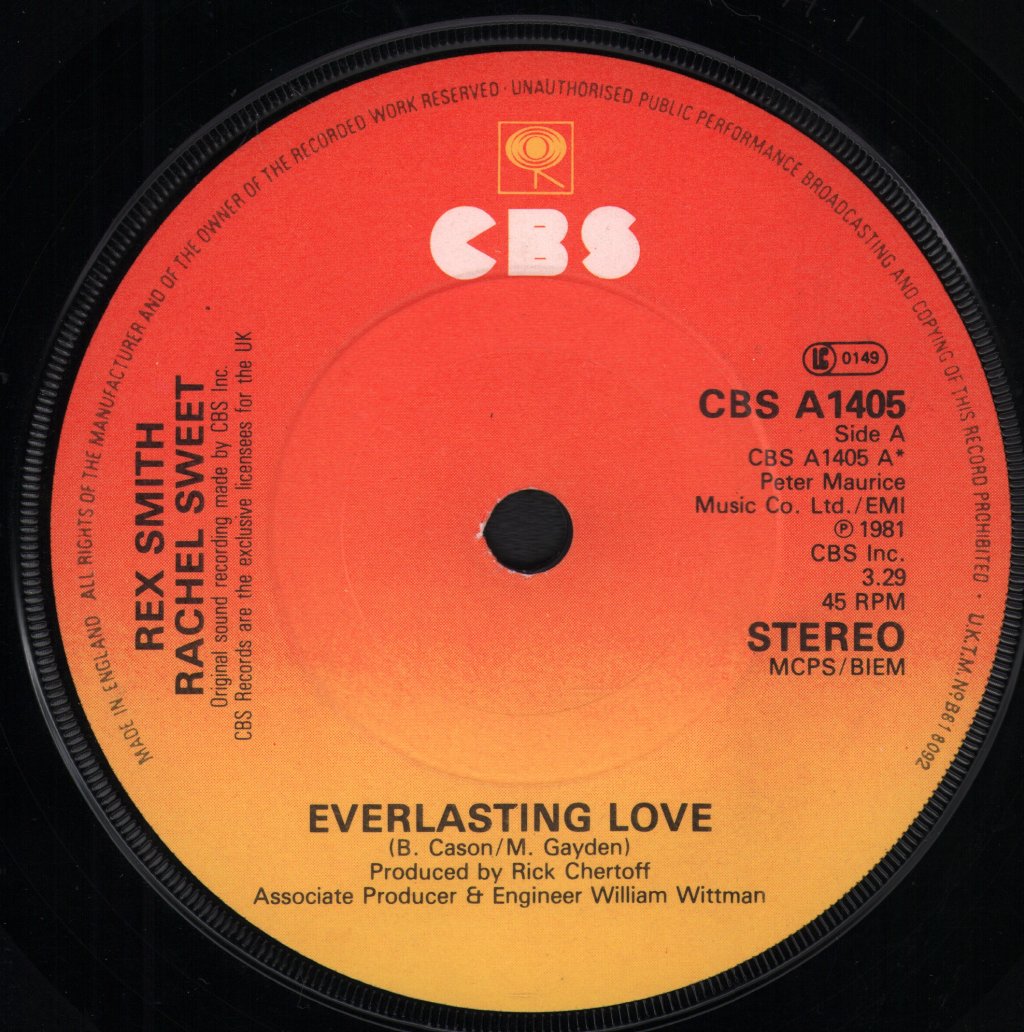 Rex Smith And Rachel Sweet - Everlasting Love - 7 Inch