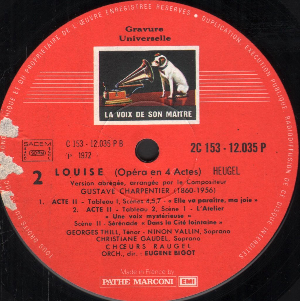 Ninon Vallin / Georges Thill / Aimee Lecouvreur / Andre Pernet / Eugene Bigot - Gustave Charpentier - Louise - Double Lp