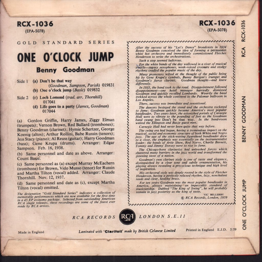 Benny Goodman - Jump - 7 Inch