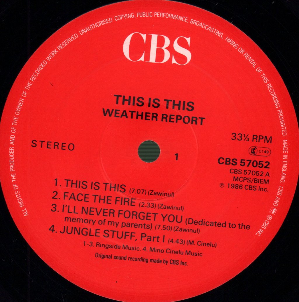Weather Report - This Is This - Lp