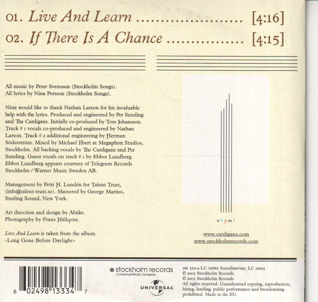 Cardigans - Live And Learn - Cd