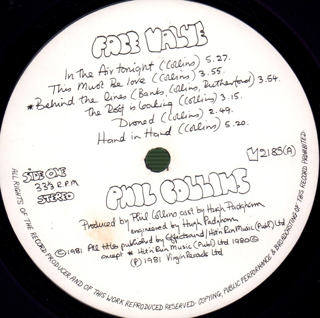 Phil Collins - Face Value - Lp