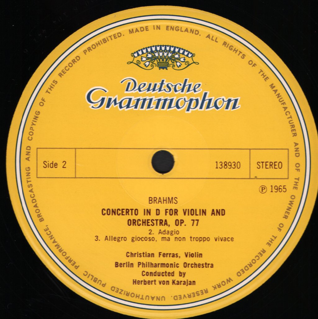 Christian Ferras - Brahms Violinkonzert In D-Dur - Lp